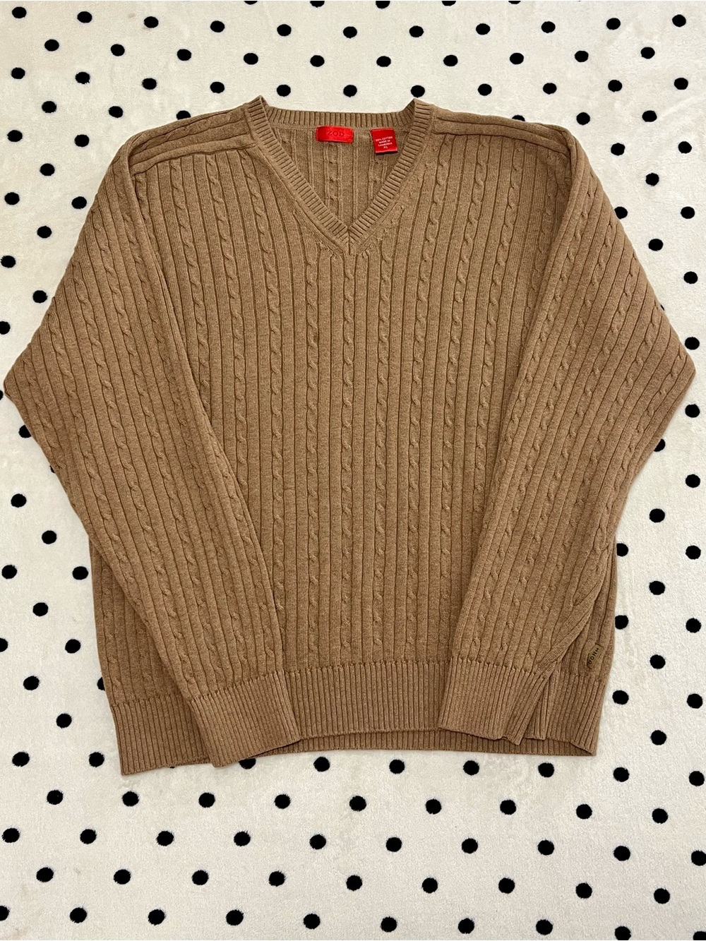 IZOD Brown Cable Knit V-Neck Sweater Size XL